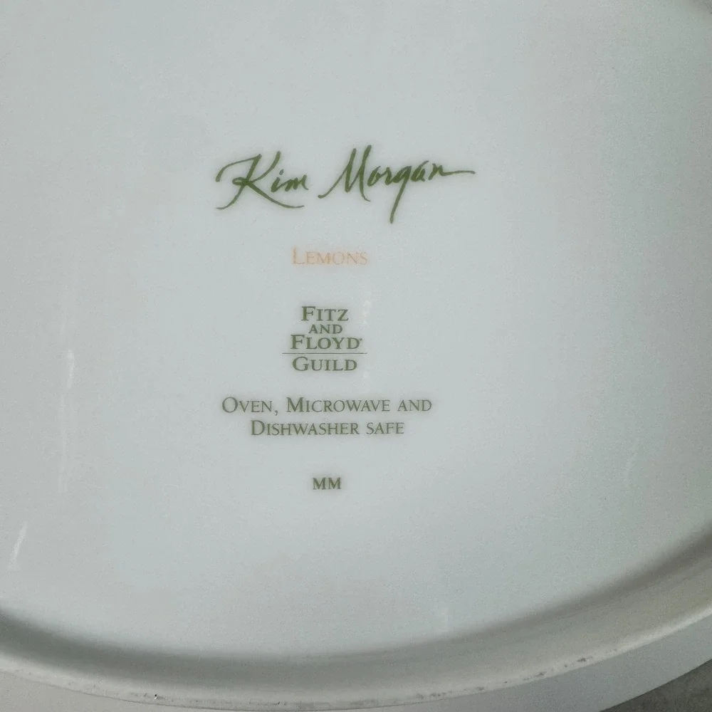 Fitz and Floyd Guild Lemons‎ Oval Ceramic Serving Bowl Kim Morgan Veggies Sides
